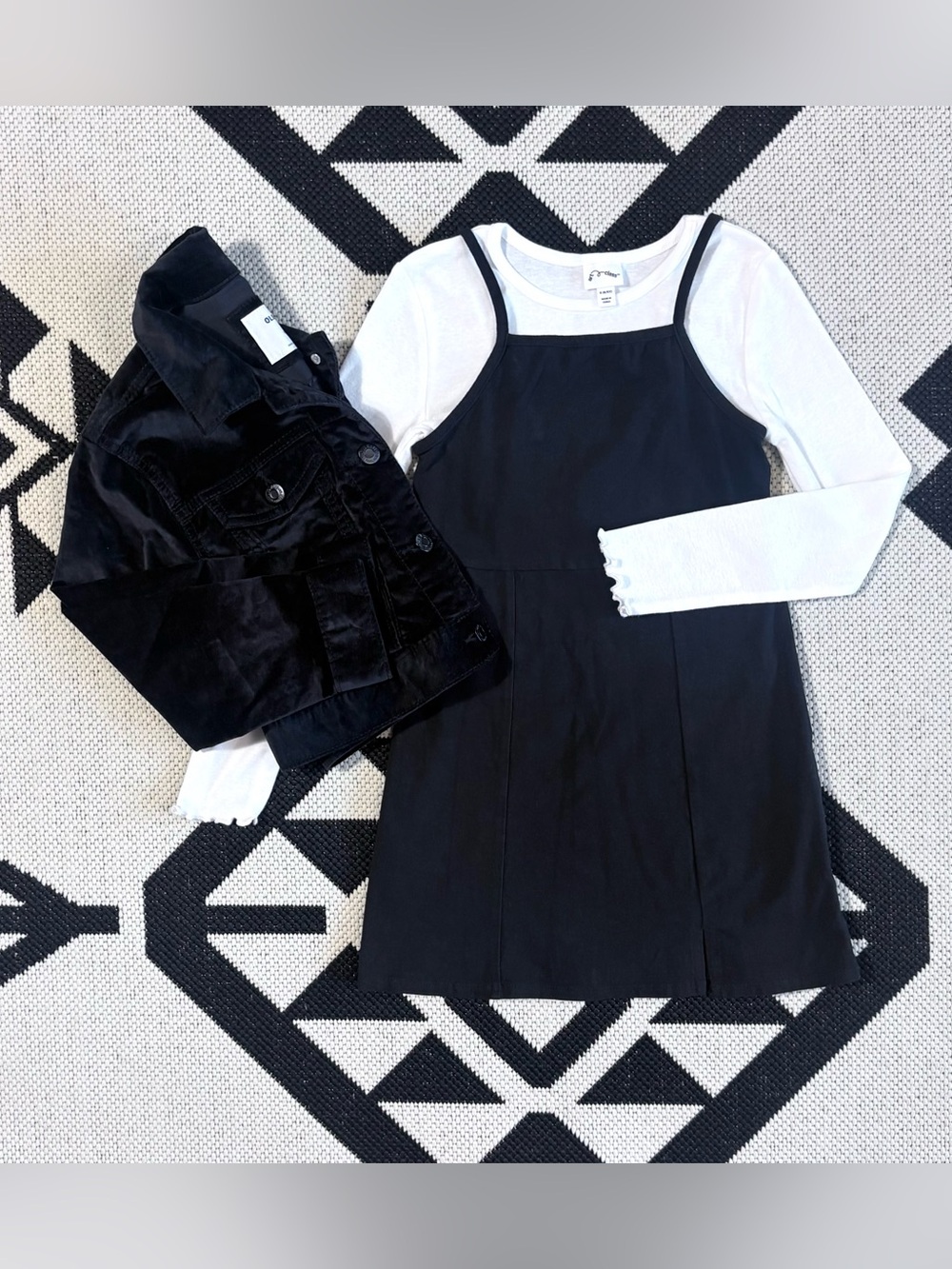 Girls Bundle Outfit of 2-in-1 Slip Dress & Velvet Jacket Size Small